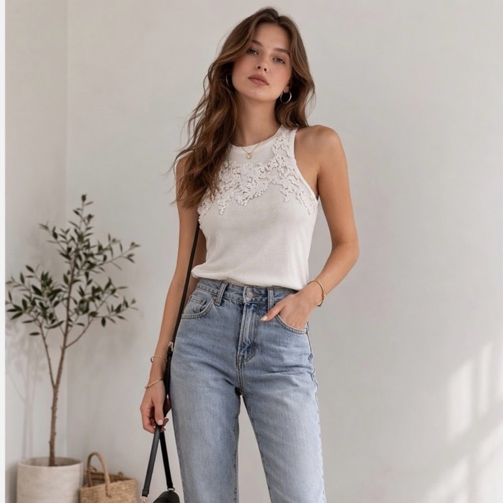 Caroline Constas | white lace detail tank